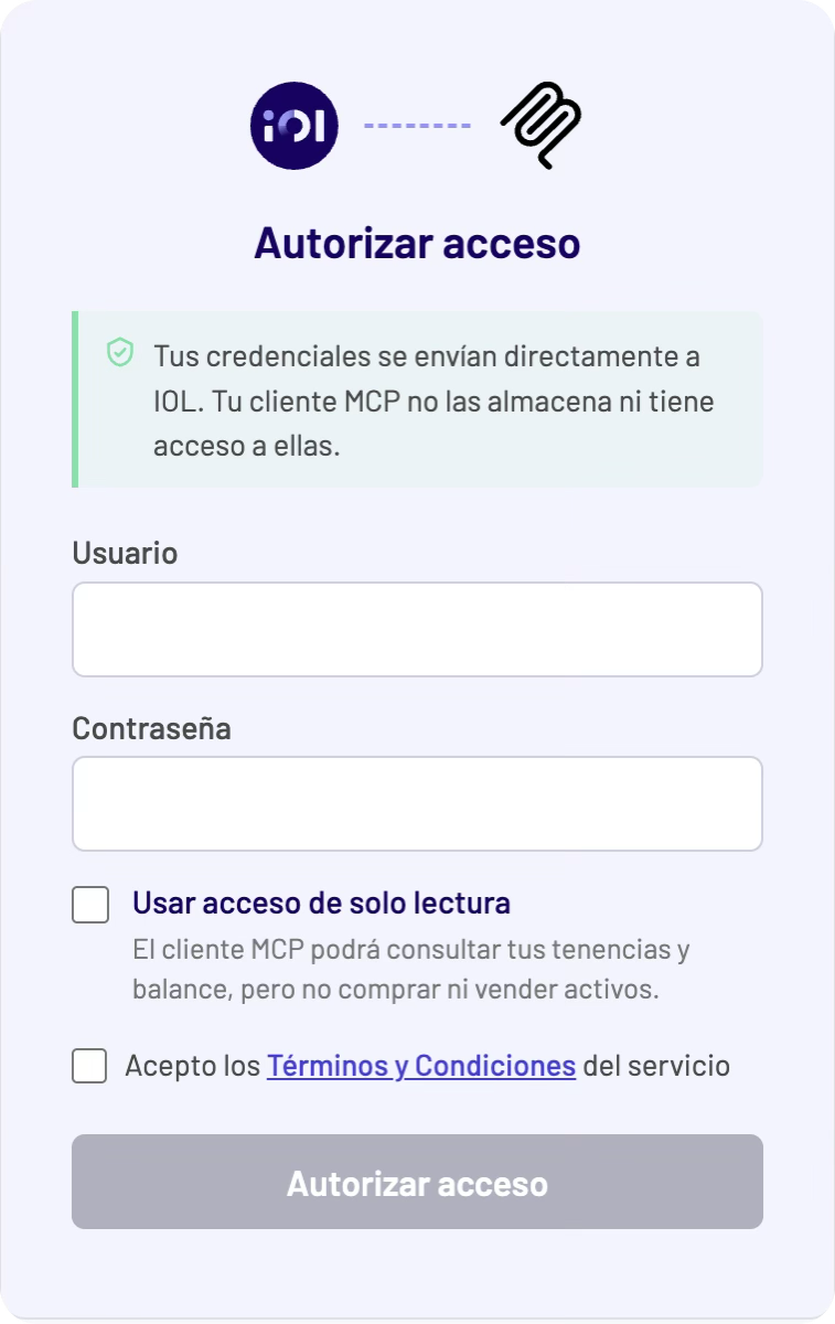 Autorizar acceso con el MCP de IOL en Gemini Spark